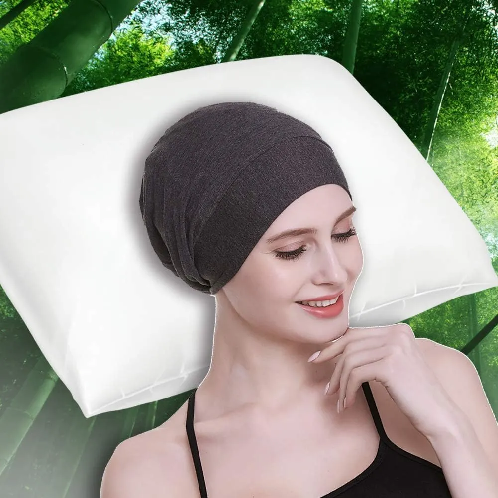 Silk Satin Lined Sleep Cap,Inner 19MM 100% Mulberry Silk Outer Viscose Nature Breathable for Hair