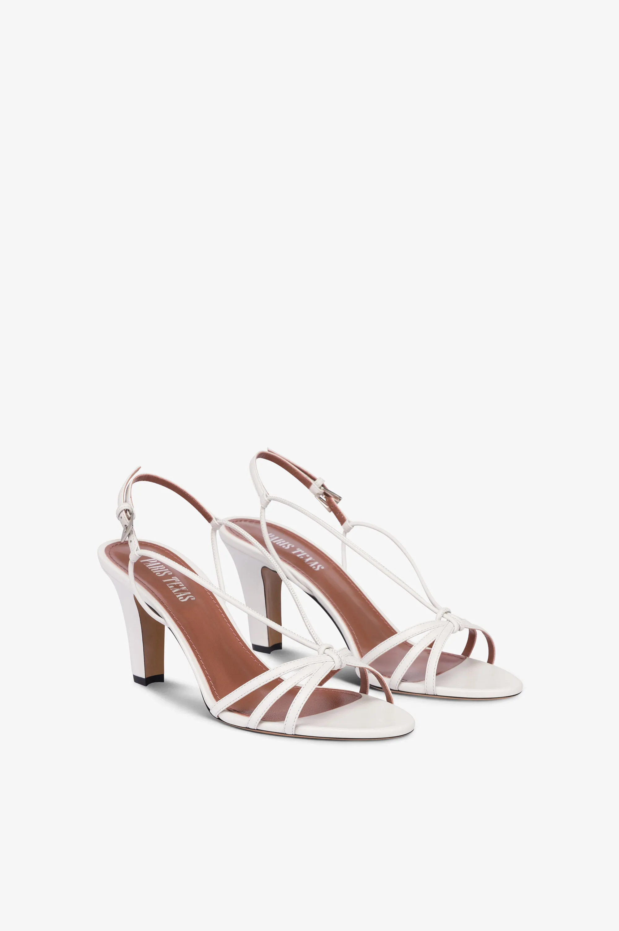 Slingback sandals in white leather