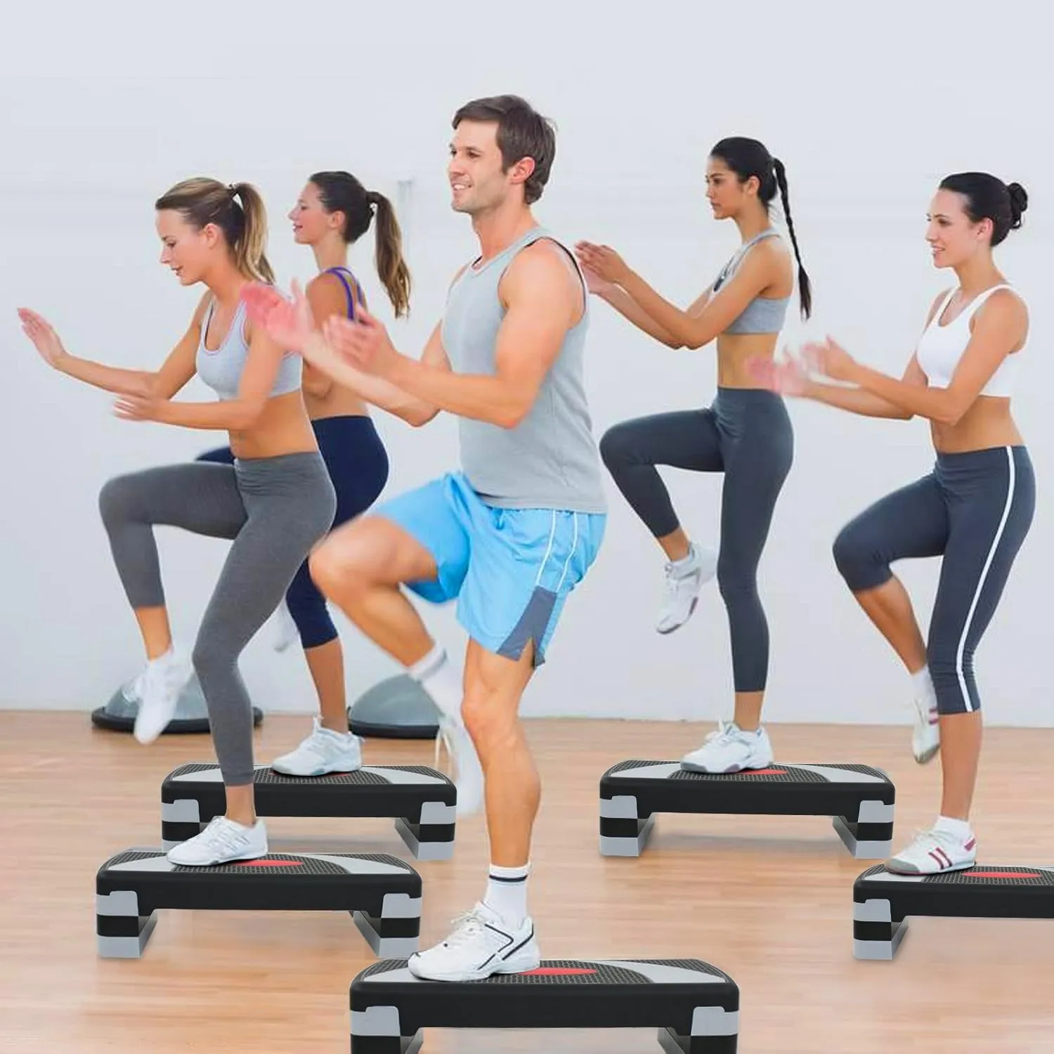 Smartxchoices 30'' Aerobics Stepper Workout Step Platform with 4" - 6" - 8" Adjustable Risers, Fitness Exercise Workout Trainer,Non-Slip Step Platform for Cardio, Core, Strength Training,Home Gym
