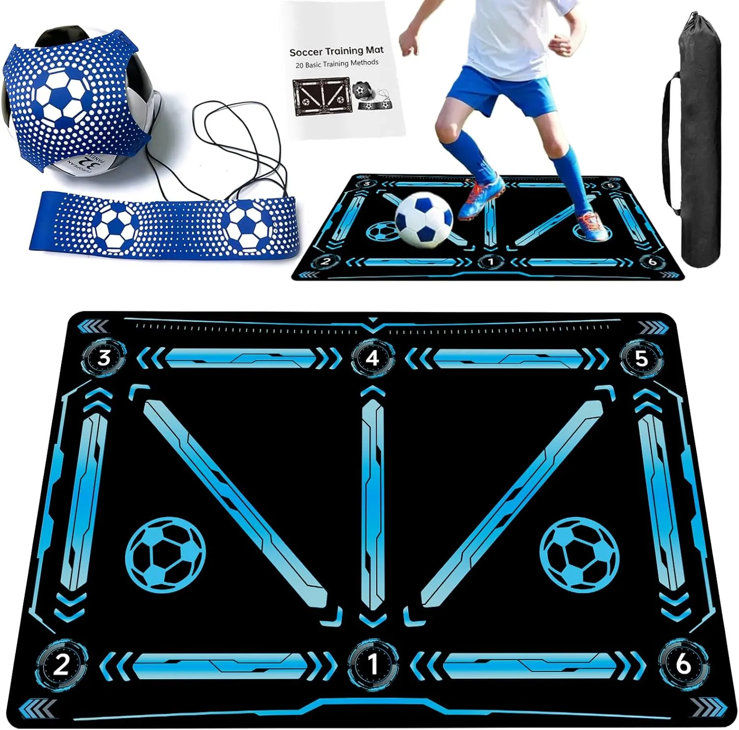 Soccer Training Equipment,Soccer Training Mat Improve Strength,Agility and Coordination,Anti-Slip Silent Absorption Soccer Footwork Training Mat
