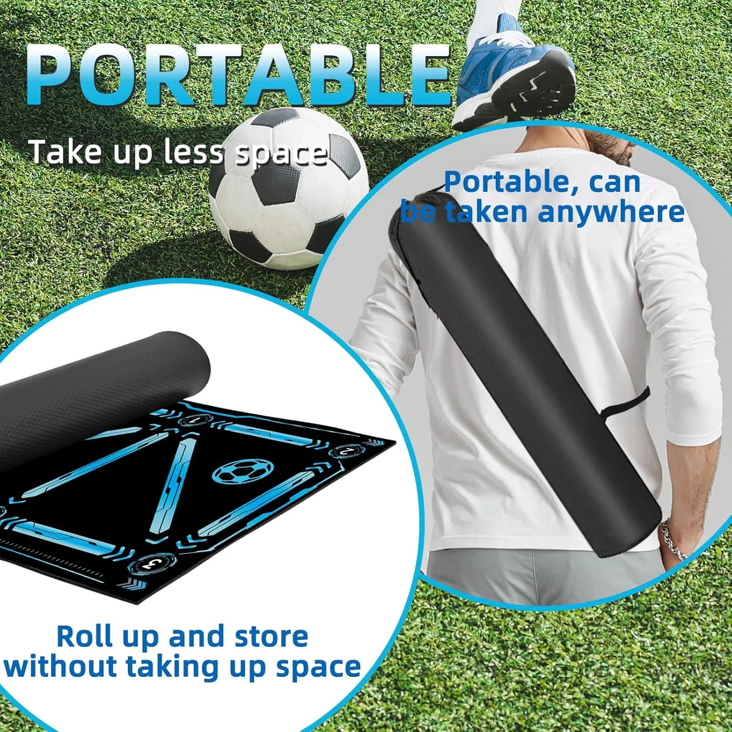 Soccer Training Equipment,Soccer Training Mat Improve Strength,Agility and Coordination,Anti-Slip Silent Absorption Soccer Footwork Training Mat