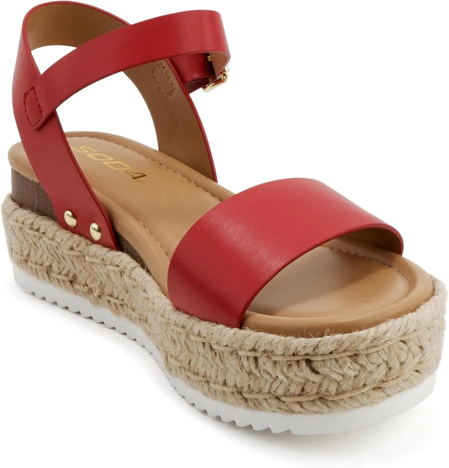 Soda CLIP ~ Women Open Toe Ankle Strap Platform Espadrille Sandal