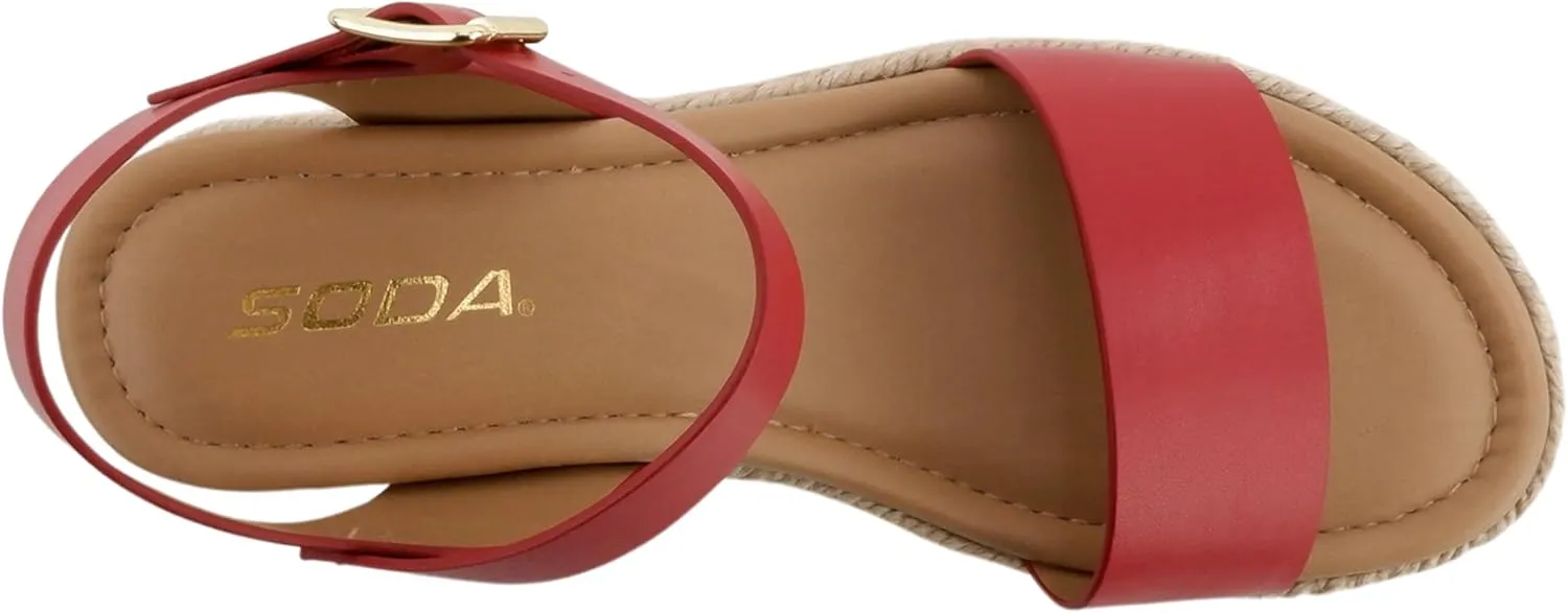 Soda CLIP ~ Women Open Toe Ankle Strap Platform Espadrille Sandal