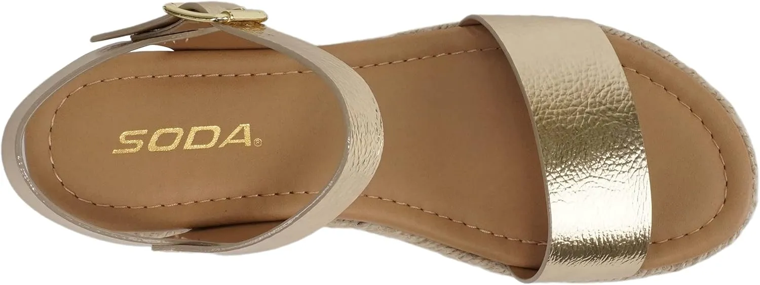 Soda CLIP ~ Women Open Toe Ankle Strap Platform Espadrille Sandal