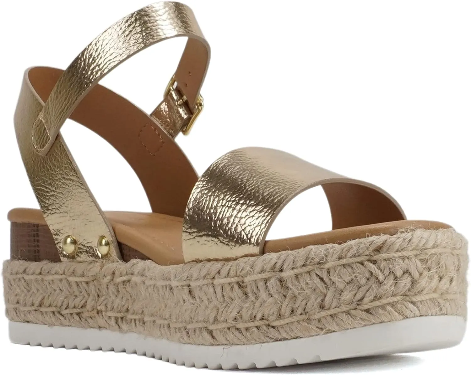 Soda CLIP ~ Women Open Toe Ankle Strap Platform Espadrille Sandal