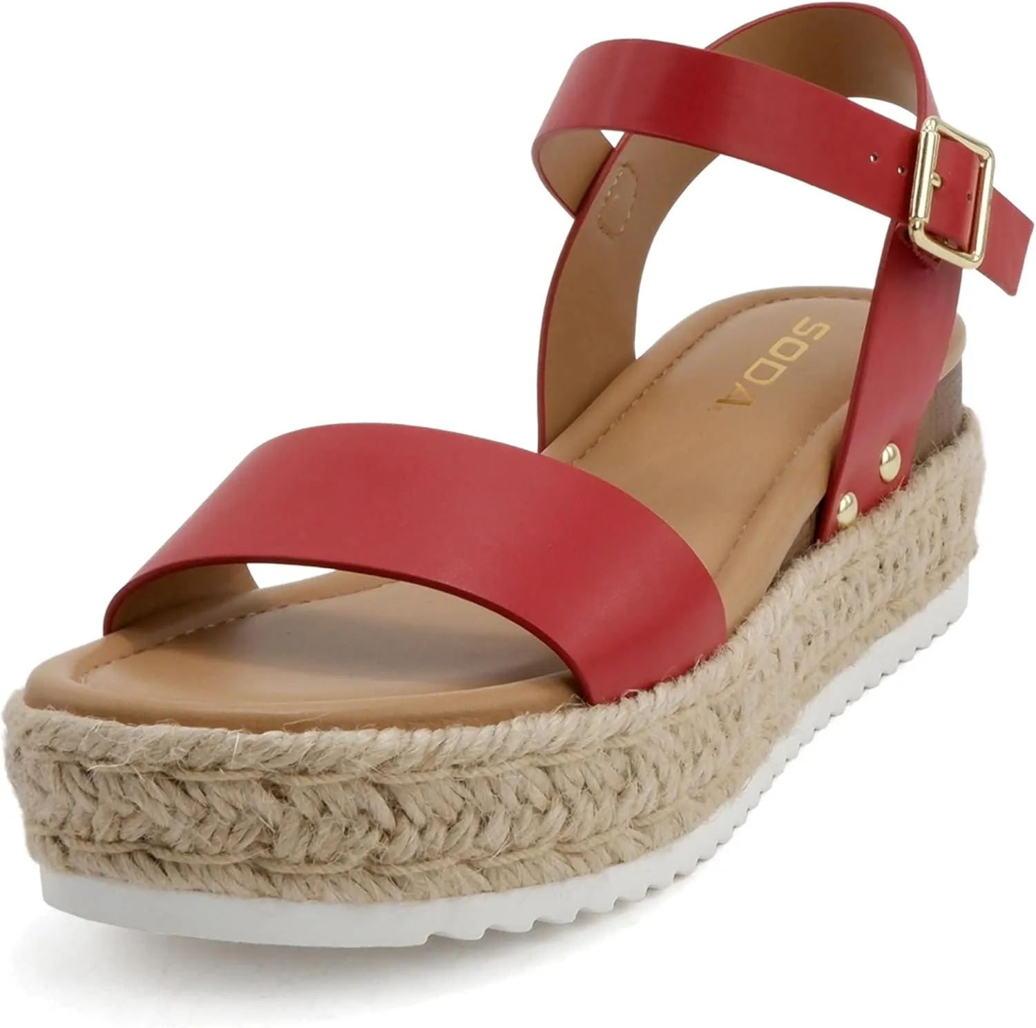 Soda CLIP ~ Women Open Toe Ankle Strap Platform Espadrille Sandal