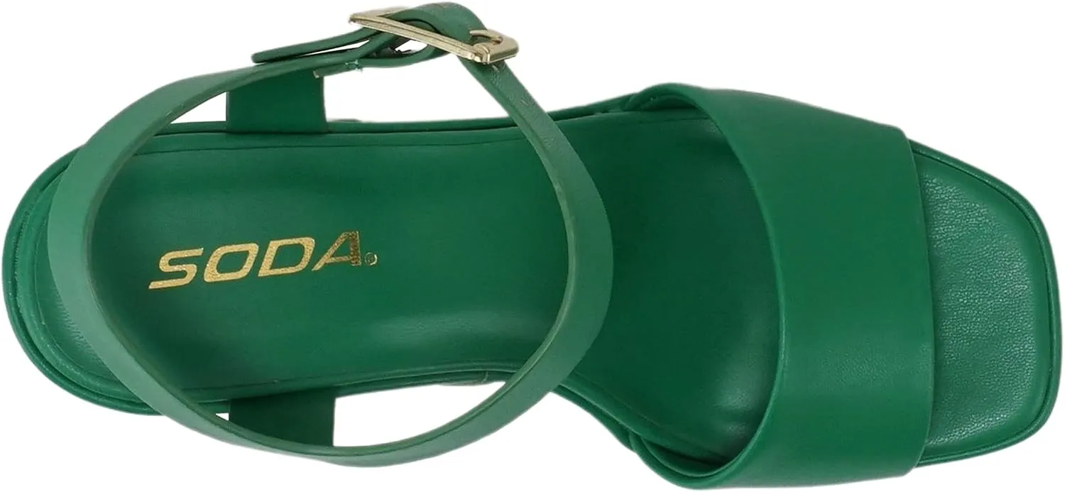 Soda Launch ~ Women Open Toe Ankle Strap Platform Chunky High Heeled Sandal