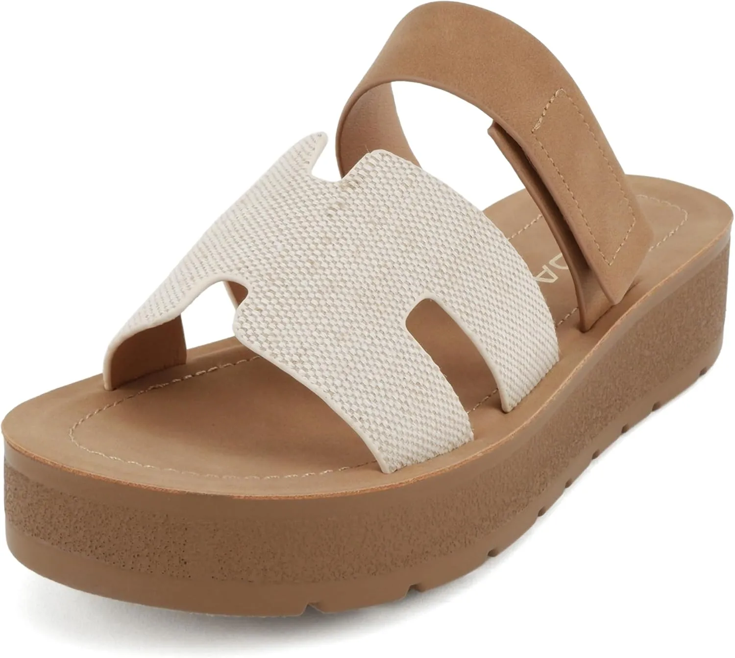 Soda “Tonya” ~ Women Open Round Toe Double Strap Slide On Sandal