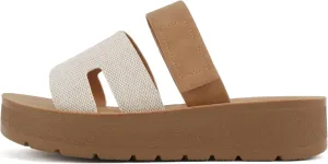 Soda “Tonya” ~ Women Open Round Toe Double Strap Slide On Sandal
