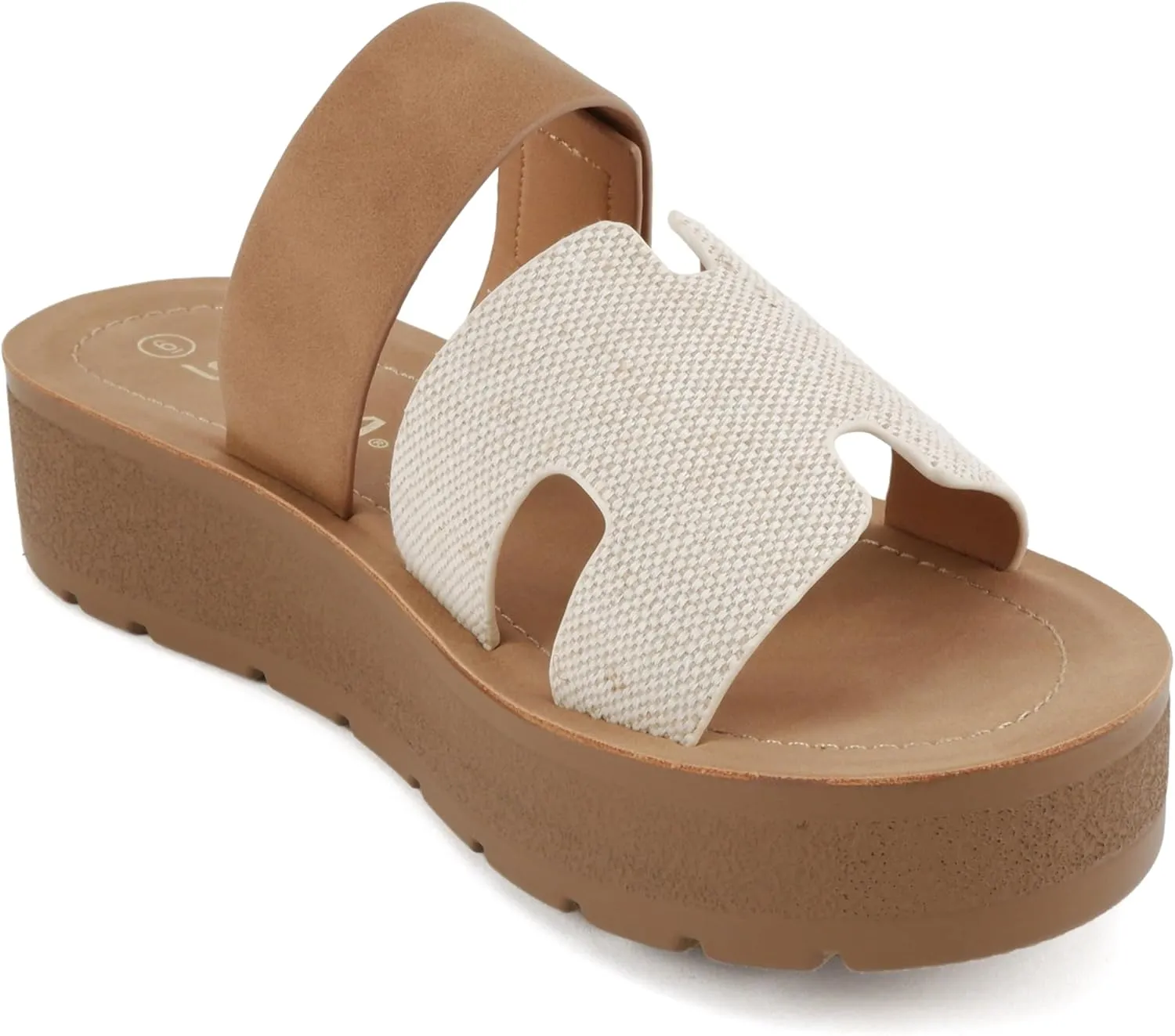 Soda “Tonya” ~ Women Open Round Toe Double Strap Slide On Sandal