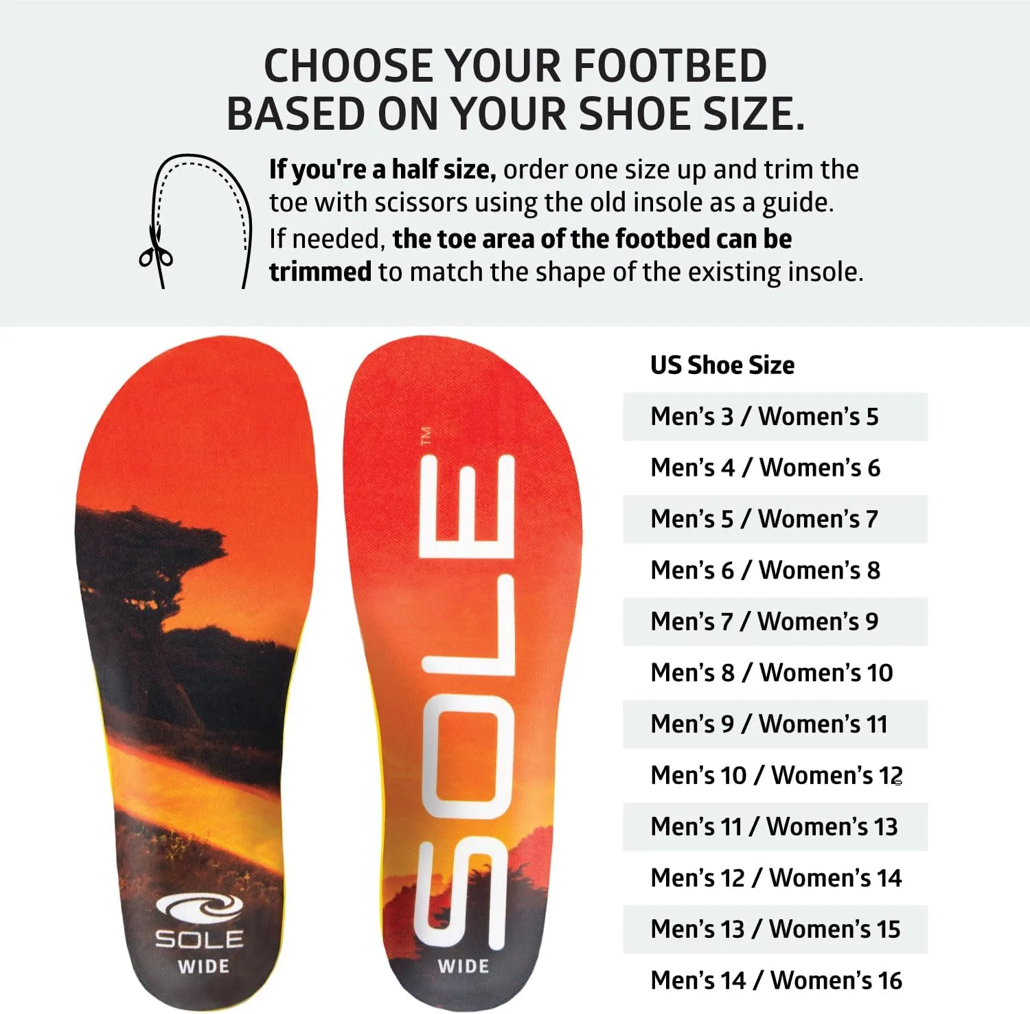 SOLE Performance Medium Plantar Fasciitis Insoles, Men & Women - Arch Support Inserts for Foot Health and Heel Pain Relief, Orthotic Shoe Inserts - Multiple Sizes