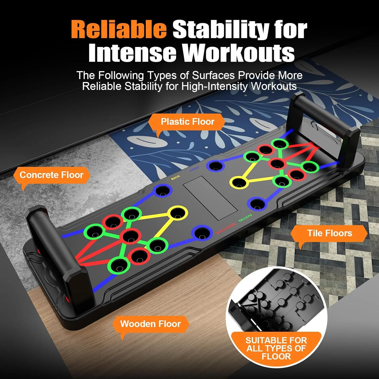 Solid Push Up Board 15 in 1 Home Workout Equipment Multi-Functional Pushup Stands System Fitness Floor Chest Muscle Exercise Professional Equipment Burn Fat Strength Training Arm Men & Women Weights