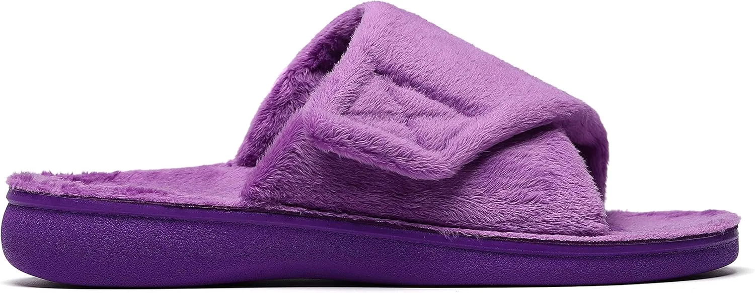 SOLLBEAM Women's Plantar Fasciitis Fuzzy House Orthopedic Adjustable Slippers With Arch Support Orthotic Heel Cup Sandals For Ladies