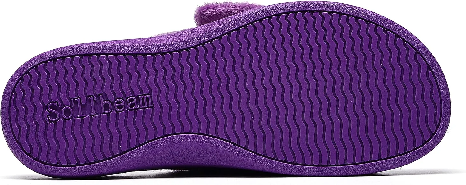 SOLLBEAM Women's Plantar Fasciitis Fuzzy House Orthopedic Adjustable Slippers With Arch Support Orthotic Heel Cup Sandals For Ladies