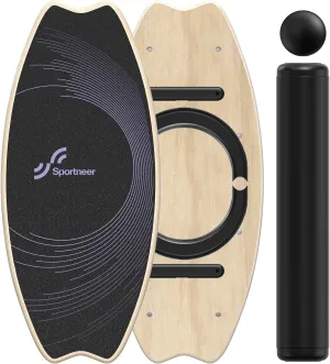 Sportneer Balance Board - 7 Modes Wobble Board with Adjustable Stoppers - Exercise Balancing Stability Trainer for Improve Balance, Surf Trainer & Physical Therapy - Roller and 2.8'' Ball Included