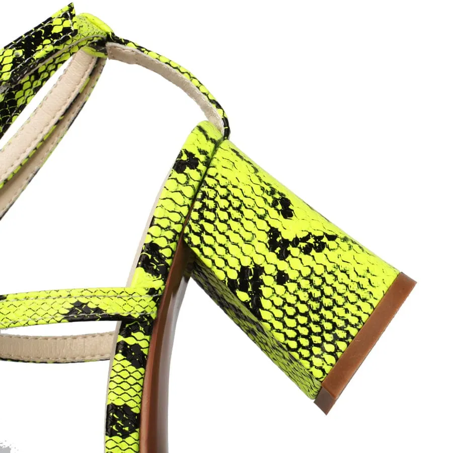 Square Toe 3'' Block Heel Ankle Strap Sandals