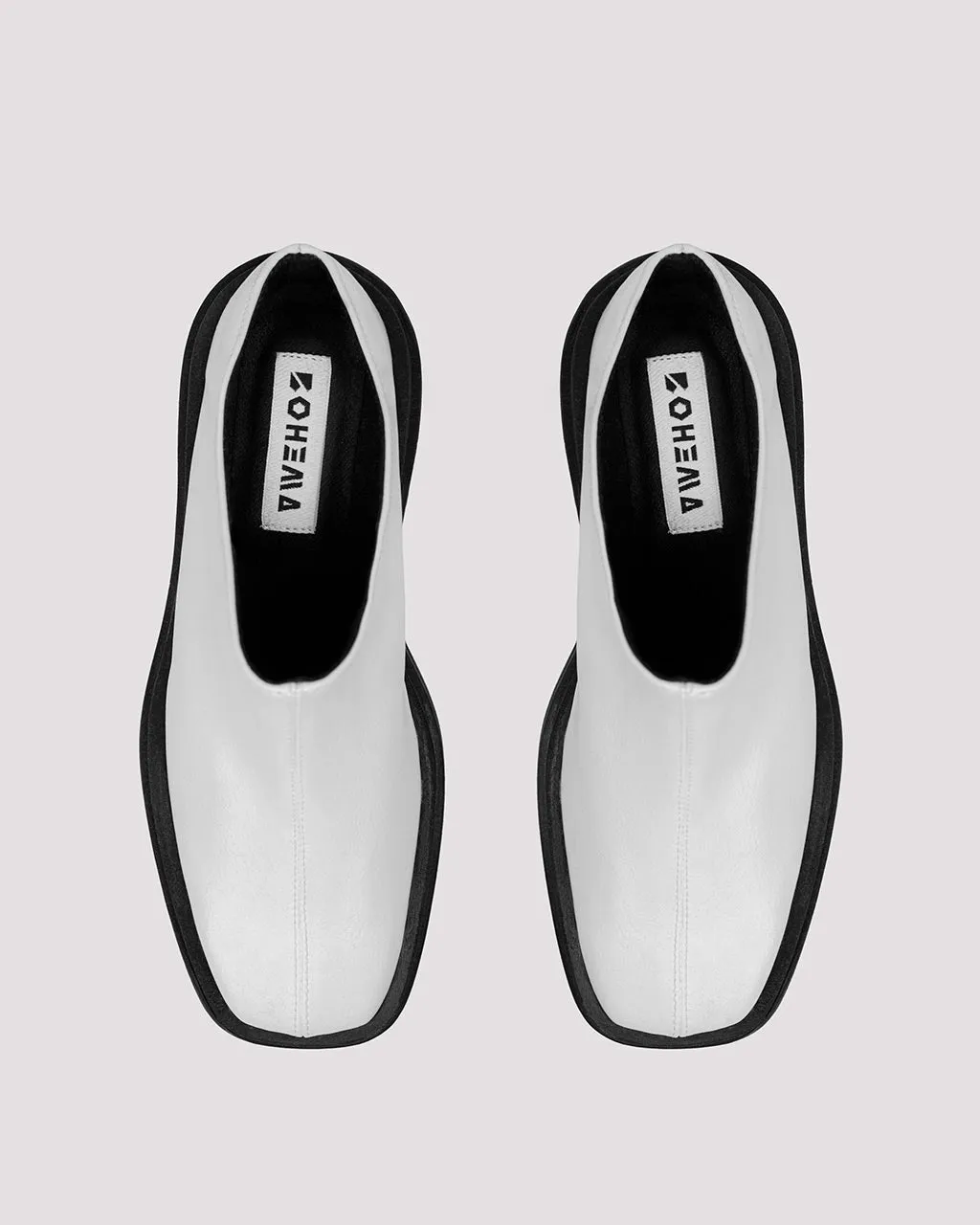 Squared Mule White białe mule ze skóry z winogron