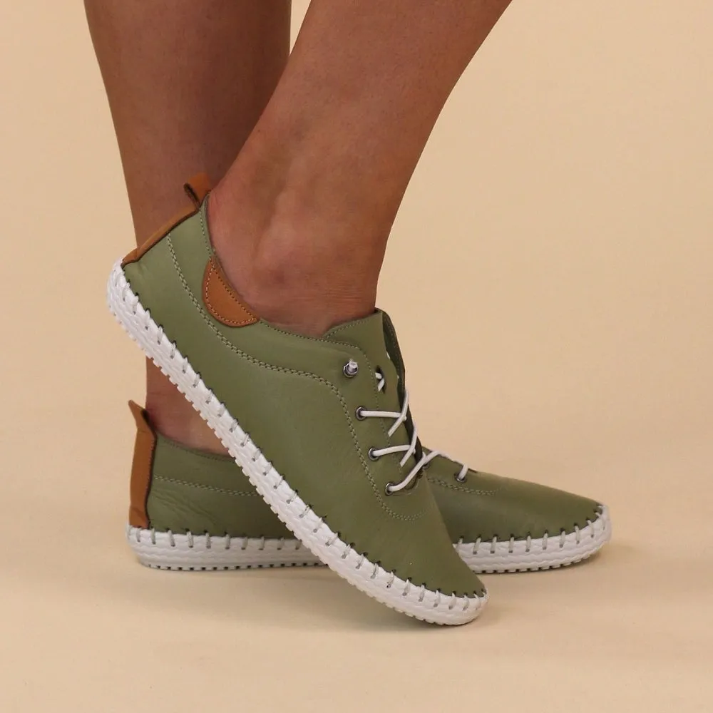 St Ives Leather Pumps Khaki