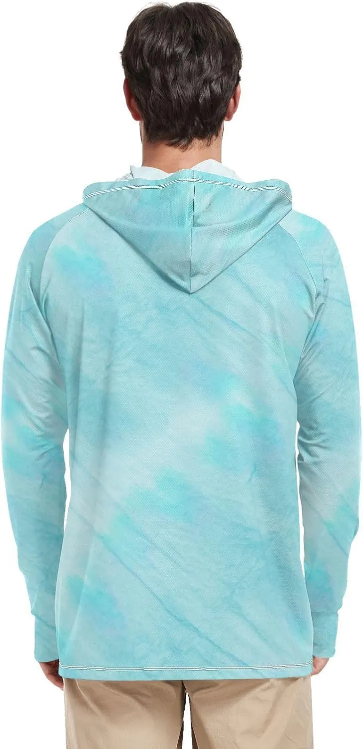 Sun Protection Hoodies Long Sleeve Fishing Shirt UPF 50 Rash Guard with Hood Hooded Fishing Shirts Blue Pink
