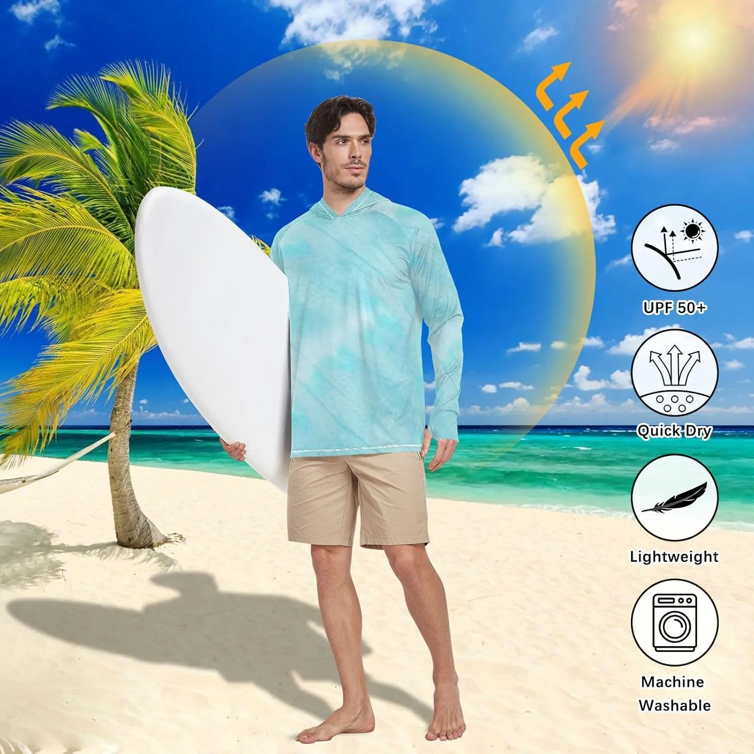 Sun Protection Hoodies Long Sleeve Fishing Shirt UPF 50 Rash Guard with Hood Hooded Fishing Shirts Blue Pink