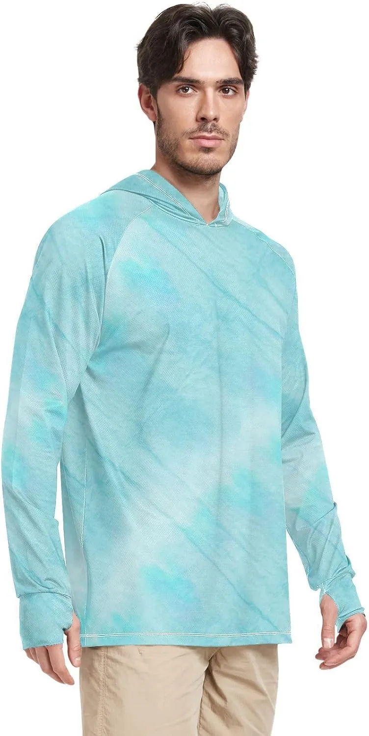 Sun Protection Hoodies Long Sleeve Fishing Shirt UPF 50 Rash Guard with Hood Hooded Fishing Shirts Blue Pink