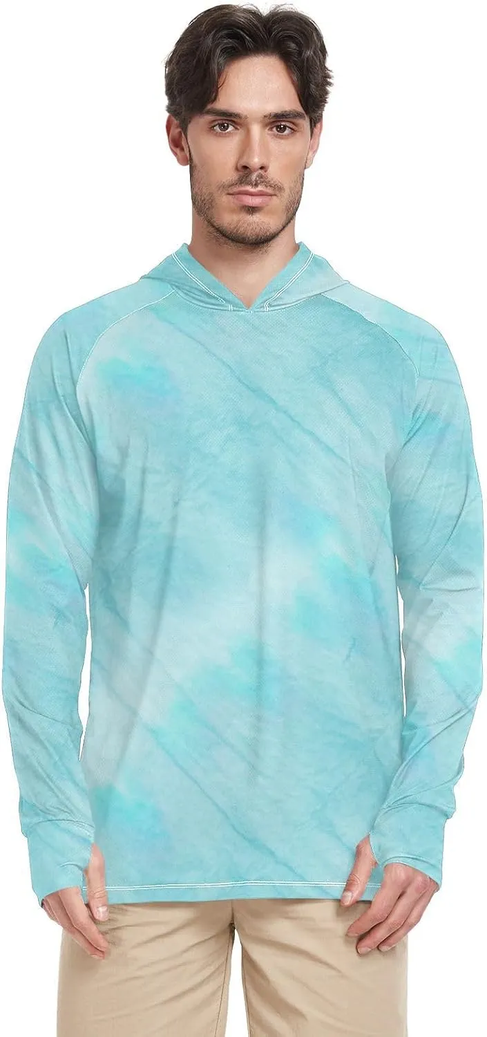 Sun Protection Hoodies Long Sleeve Fishing Shirt UPF 50 Rash Guard with Hood Hooded Fishing Shirts Blue Pink