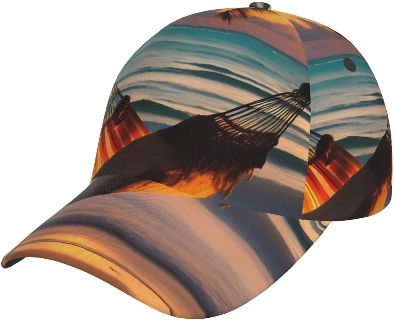 Sunset Beach Hammock Baseball Cap,Adjustable Baseball Cap,^Sports Cap,Breathable,Washable,Suitable for Both Men and Women Black