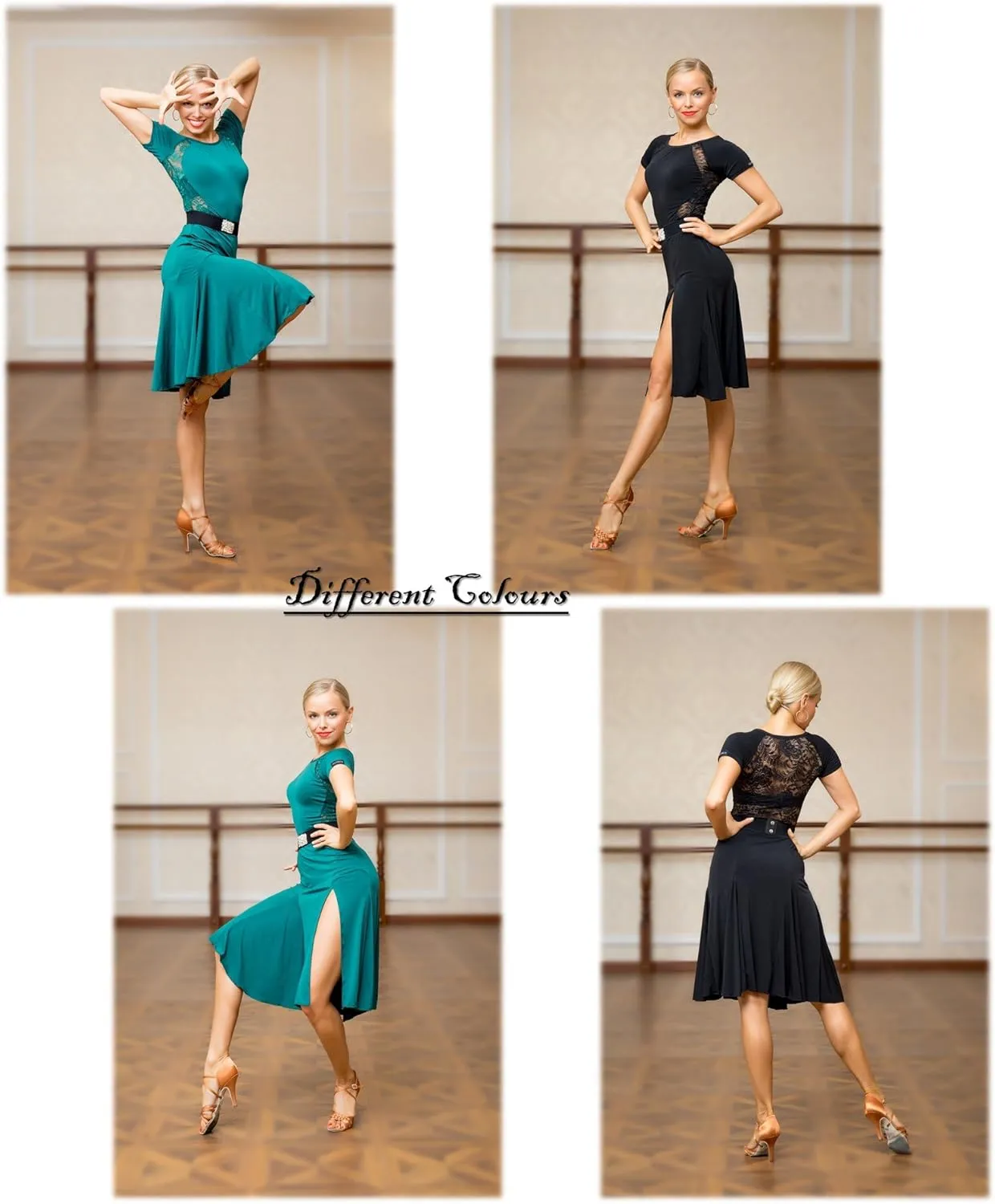 Superstar Series:G3044 Latin Ballroom Dance Professional lace Sides Split Swing Dress (Note: no Belt is Included)