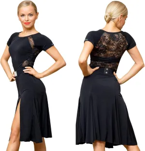 Superstar Series:G3044 Latin Ballroom Dance Professional lace Sides Split Swing Dress (Note: no Belt is Included)