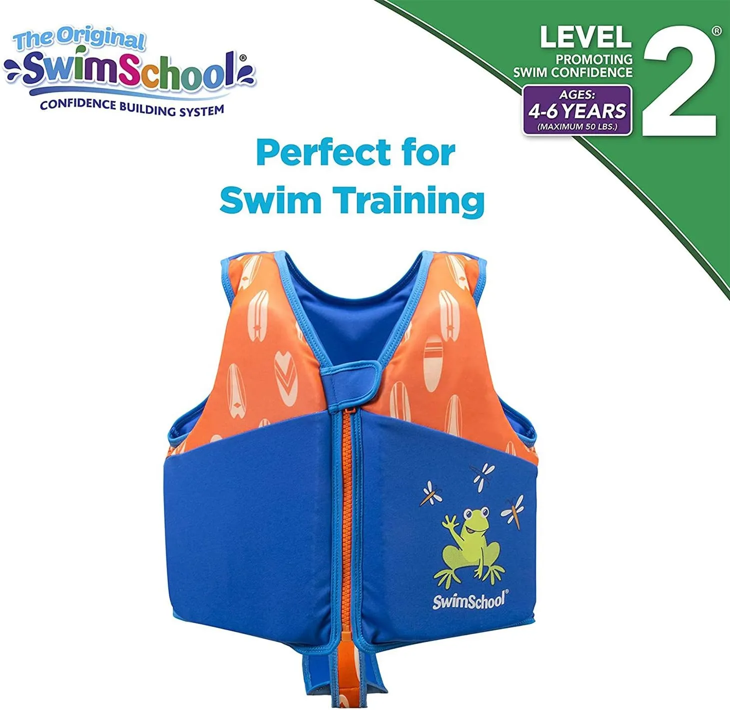 SwimSchool Kids Swim Trainer Vests for Toddlers Ages 2-6 – Boys/Girls – Multiple Colors/Styles – Learn to Swim Floaties