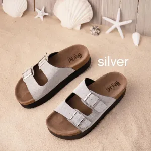 Tabloid Silver Platform Sandal