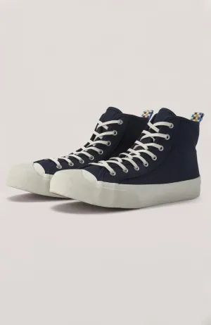 Tape Heel Wing Tip Boot — NAVY MULTI