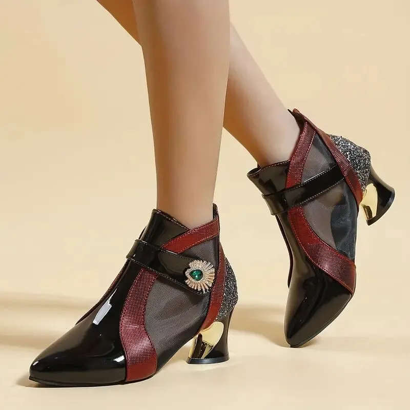 Thick High Heel Mesh Breathable Martin Boots