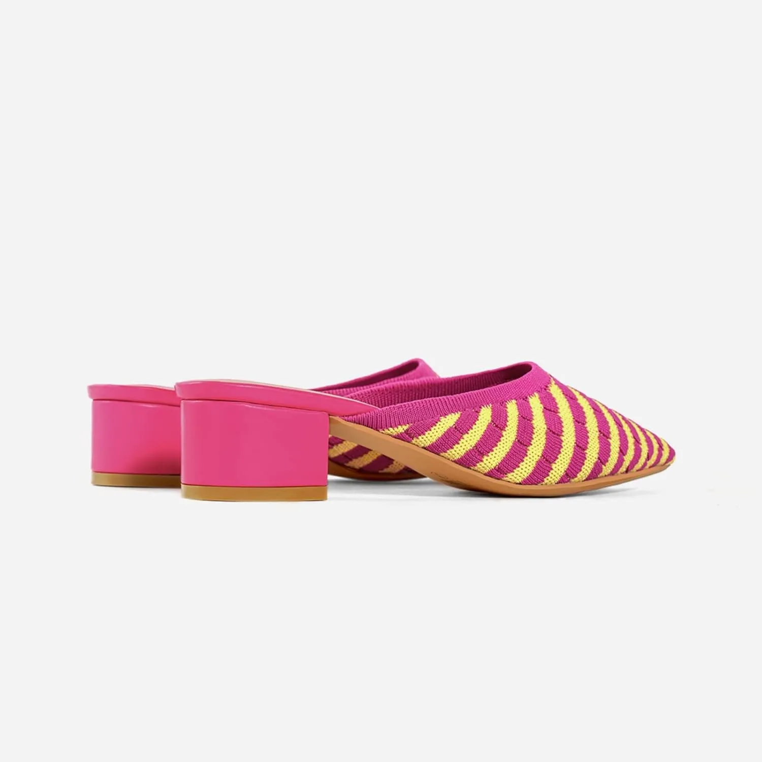 TIJN Heels,Pointed Toe Mules for Momen with Low Heel, Breathable Mesh Knit Slip On Flat Sandals,Helka
