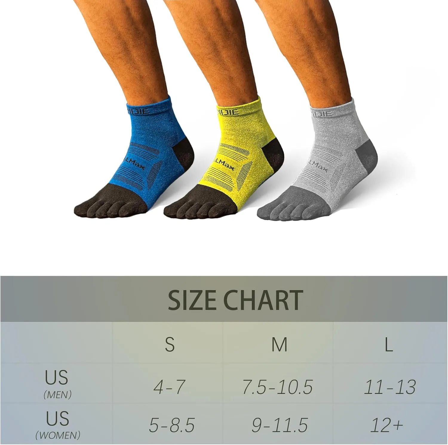 Toe Socks Cool-max Running Socks for Men Women 3 Pairs Athletic Breathable Five Finger Socks
