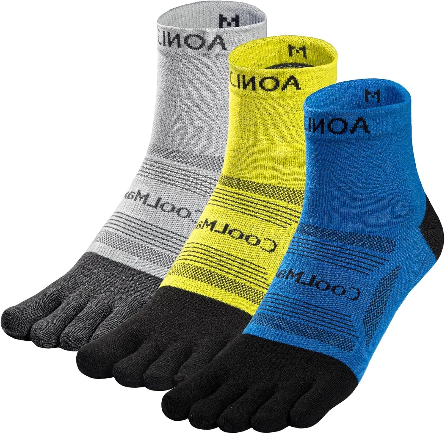 Toe Socks Cool-max Running Socks for Men Women 3 Pairs Athletic Breathable Five Finger Socks