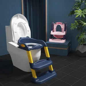 Toilet Potty Trainer Seat with Step and Ladder, Comfortable Seat, Anti‐Slip Ladder Pads, Toilet Seat Step Stool