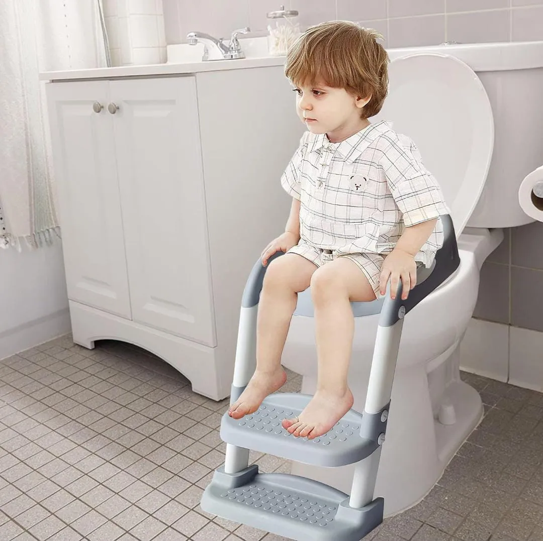 Toilet Potty Trainer Seat with Step and Ladder, Comfortable Seat, Anti‐Slip Ladder Pads, Toilet Seat Step Stool