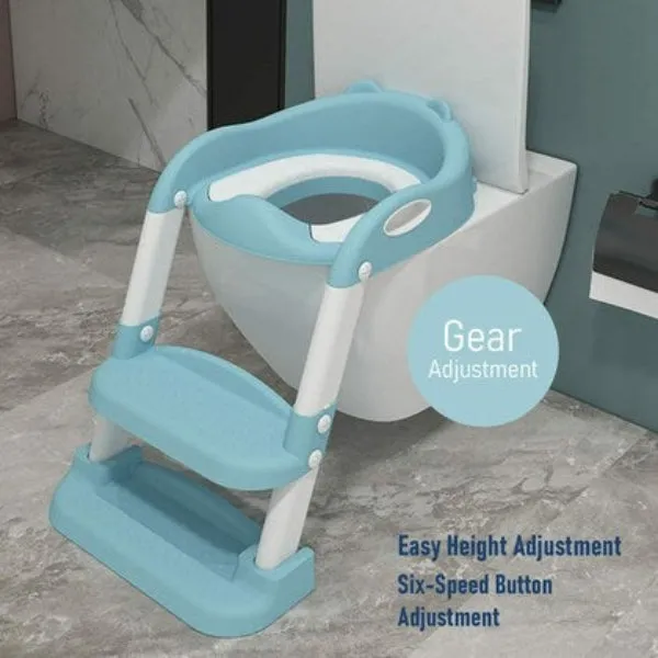 Toilet Potty Trainer Seat with Step and Ladder, Comfortable Seat, Anti‐Slip Ladder Pads, Toilet Seat Step Stool