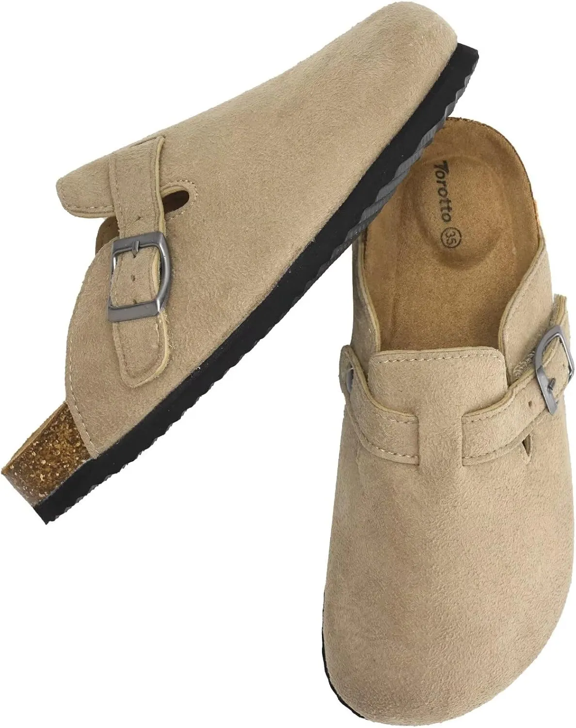 Torotto Kids Clogs Cork Footbed Slippers Arch Support Potato Shoes with Adjustable Buckle for Boys Girls