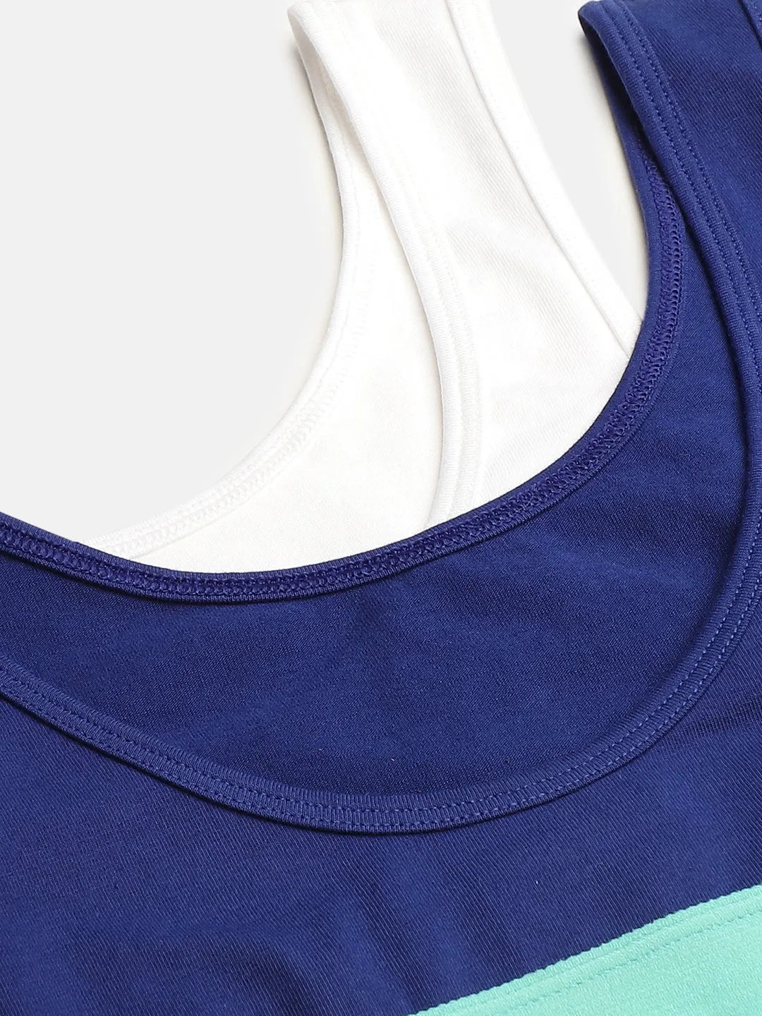 TRAINER BRA , WHITE\NAVY BLUE
