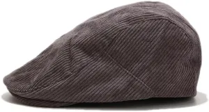 Unisex Corduroy Flat Newsboy Cap with Snap Button Vintage Gatsby Driving Hat for Women Men