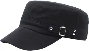 Unisex Cotton Flat Top Military Cadet Army Cap Trucker Hat Flat Top Hats for Men and Women Outdoor Activities, Black