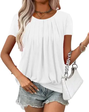 VahRuta Women's Short Sleeve Tunic Tops Scoop Neck Banded Bottom Summer T Shirt for Leggings