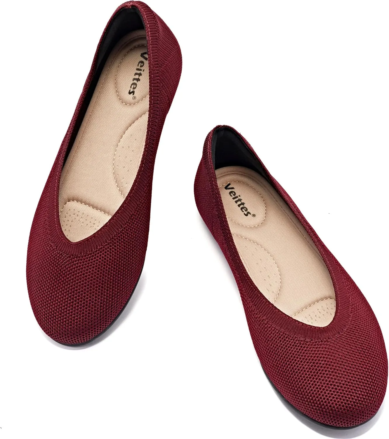 Veittes Women's Wide Width Flats Shoes, Ladies Fashion Comfortable Breathable Office Ballet Flats Shoes.