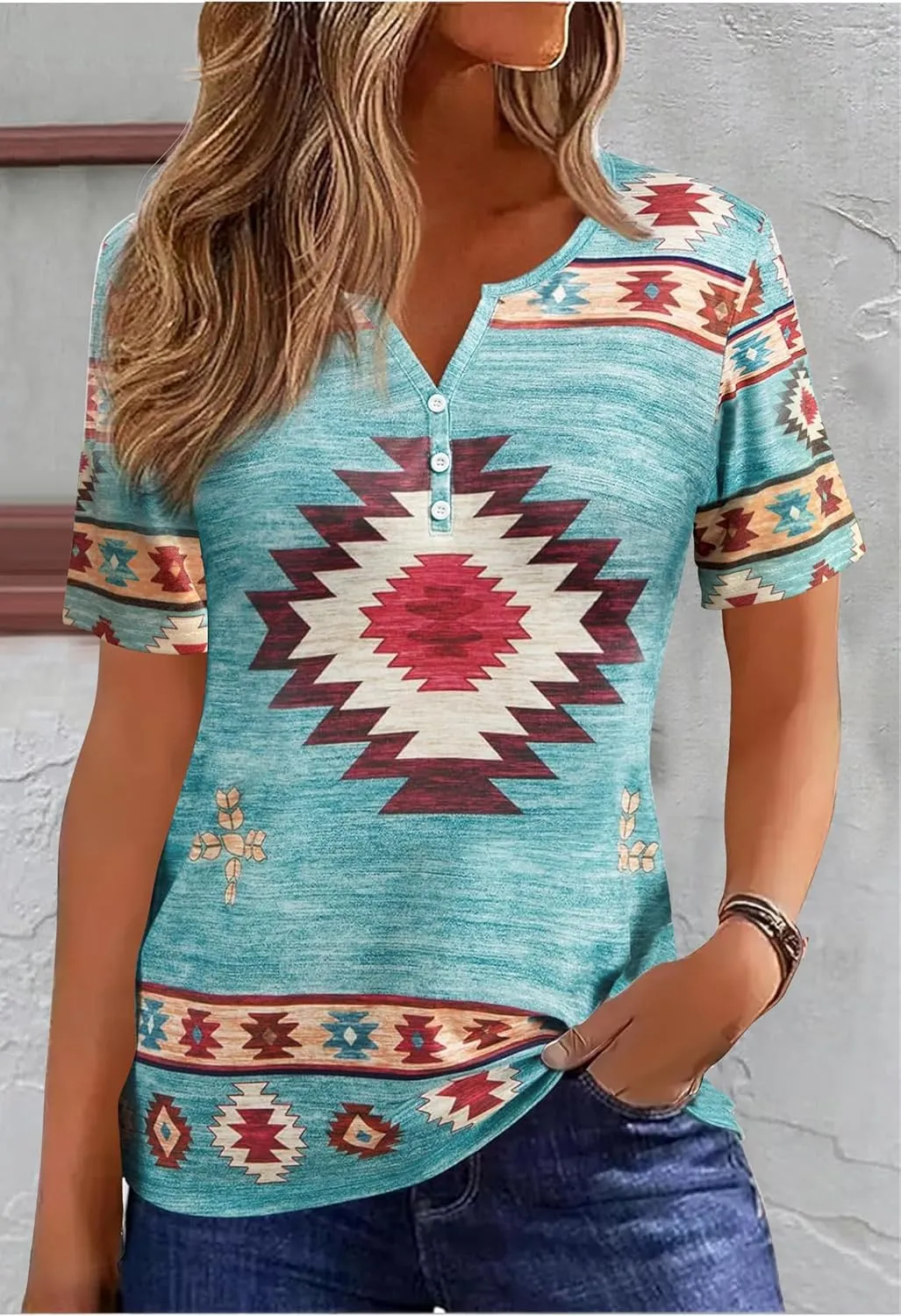 Western T Shirts for Women Cowgirls Graphic Henley Outfits Ladies Rodeo Country Concert Tops Beach Vacation Tees Clothes