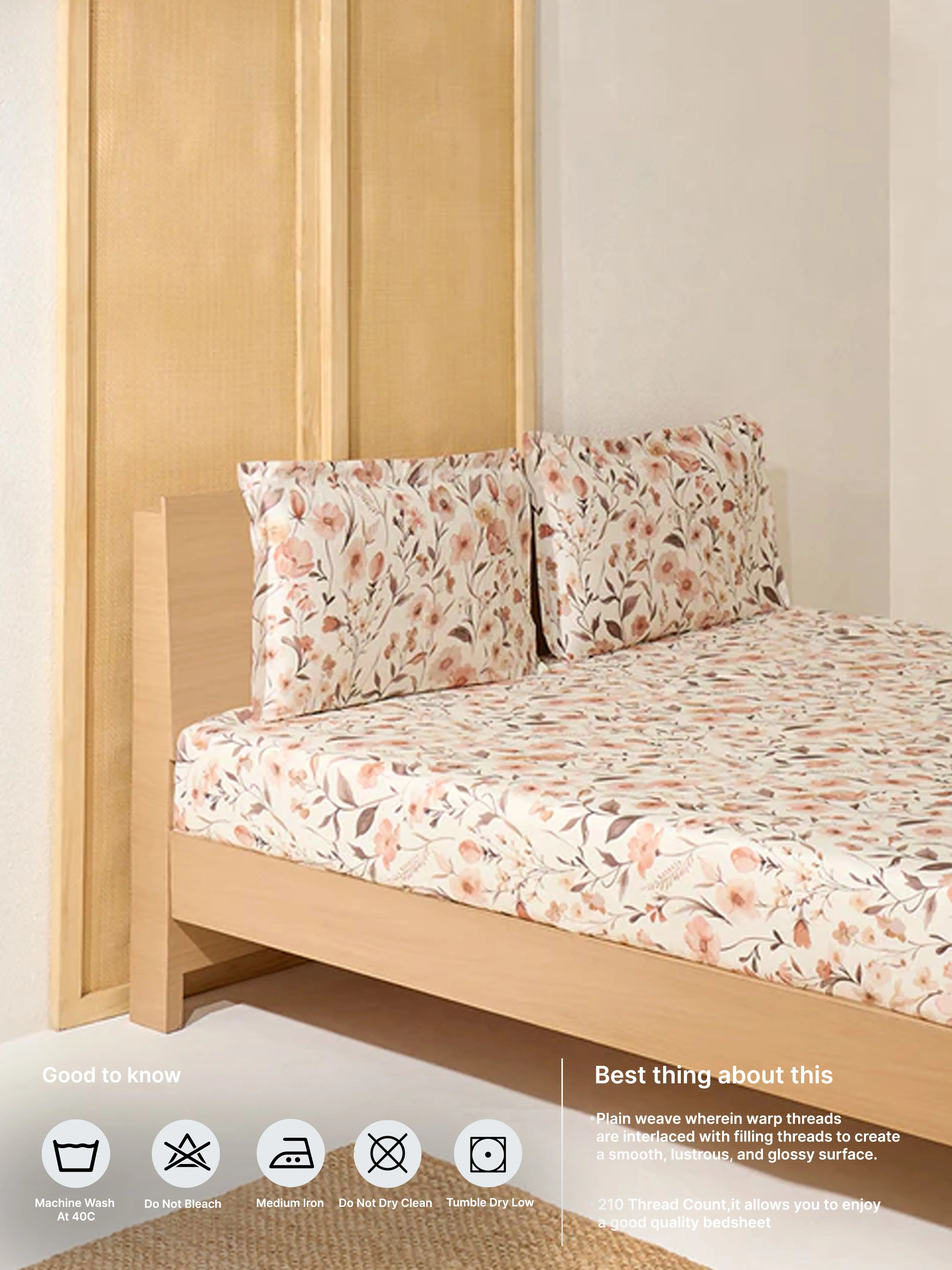 Westside Home Rust Botanical King Bed Flat Sheet and Pillowcase Set