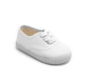 White Lace Up Canvas Trainer