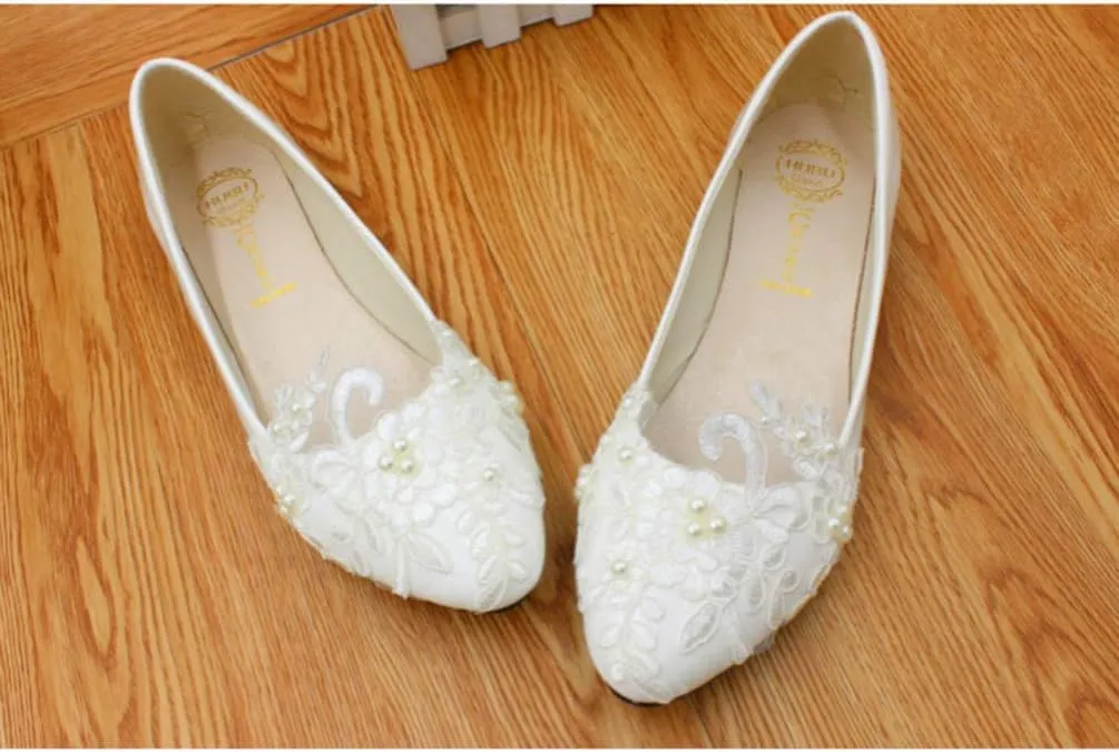Women Shoes Lace Ballet Flats Bride Wedding Shoes Dress Flats Shoes