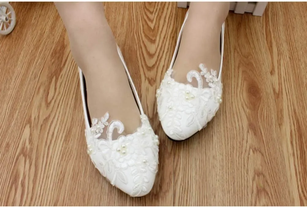 Women Shoes Lace Ballet Flats Bride Wedding Shoes Dress Flats Shoes